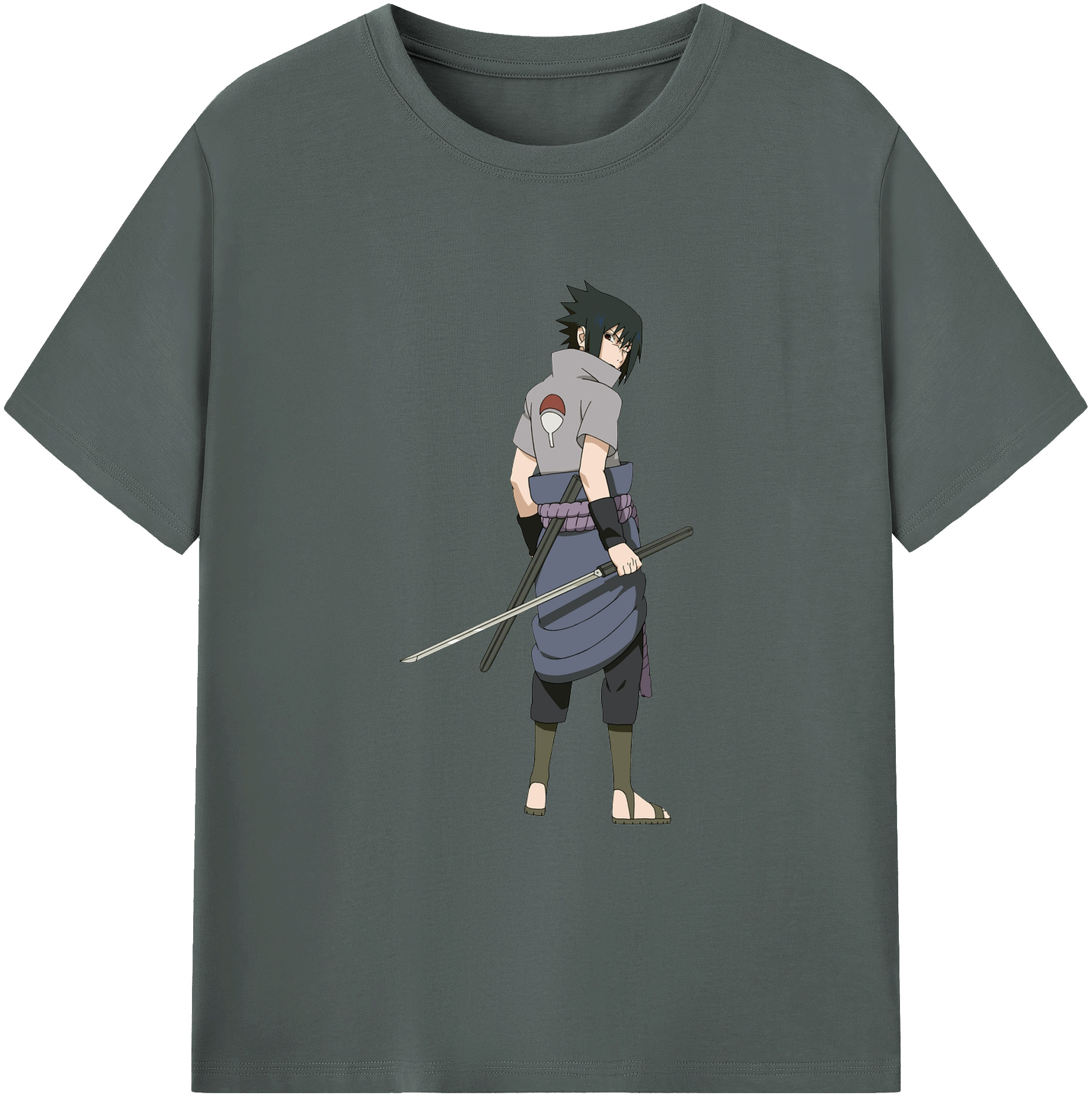 （画像用） NARUTO -ナルト- うちは サスケ Uchiha Sasuke 綿100％ メンズ半袖Tシャツ｜肌触りやわらか＆通気性